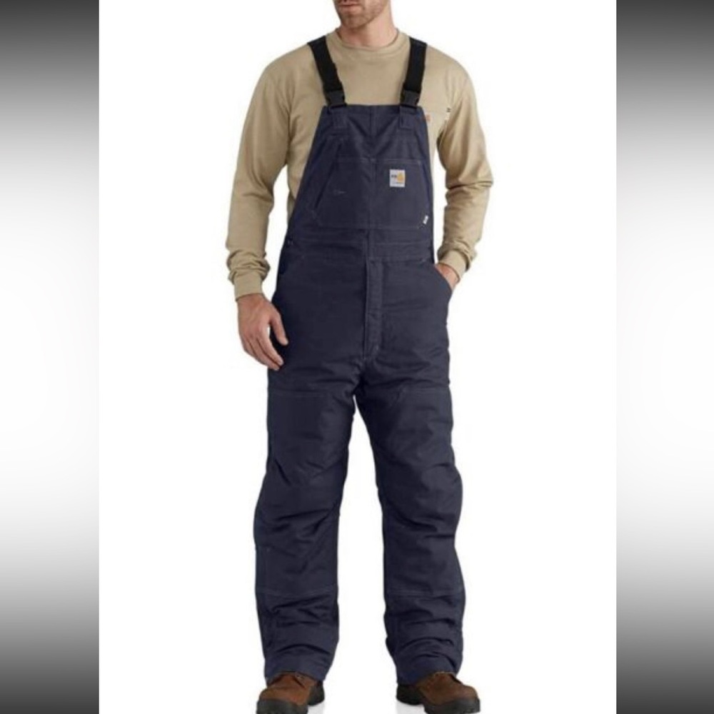 Carhartt 102691 410 Quilt Lined Bib Overalls - Dark Navy